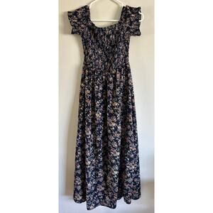 Shein Floral Smocked Maxi Dress US 2 Cottagecore Off Shoulder Slit Boho